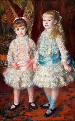 lisabeth et Alice Cahen d'Anvers - 6 ans et demi et 5 ans  Rose et Bleu - par Pierre-Auguste Renoir - en 1881 - huile sur toile (119 x 74 cm) - depuis 1952 au muse d'art de So Paulo